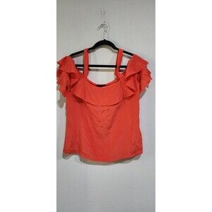 J Crew 100% Silk Cold Shoulder Blouse Red 8T G5290 In EUC
